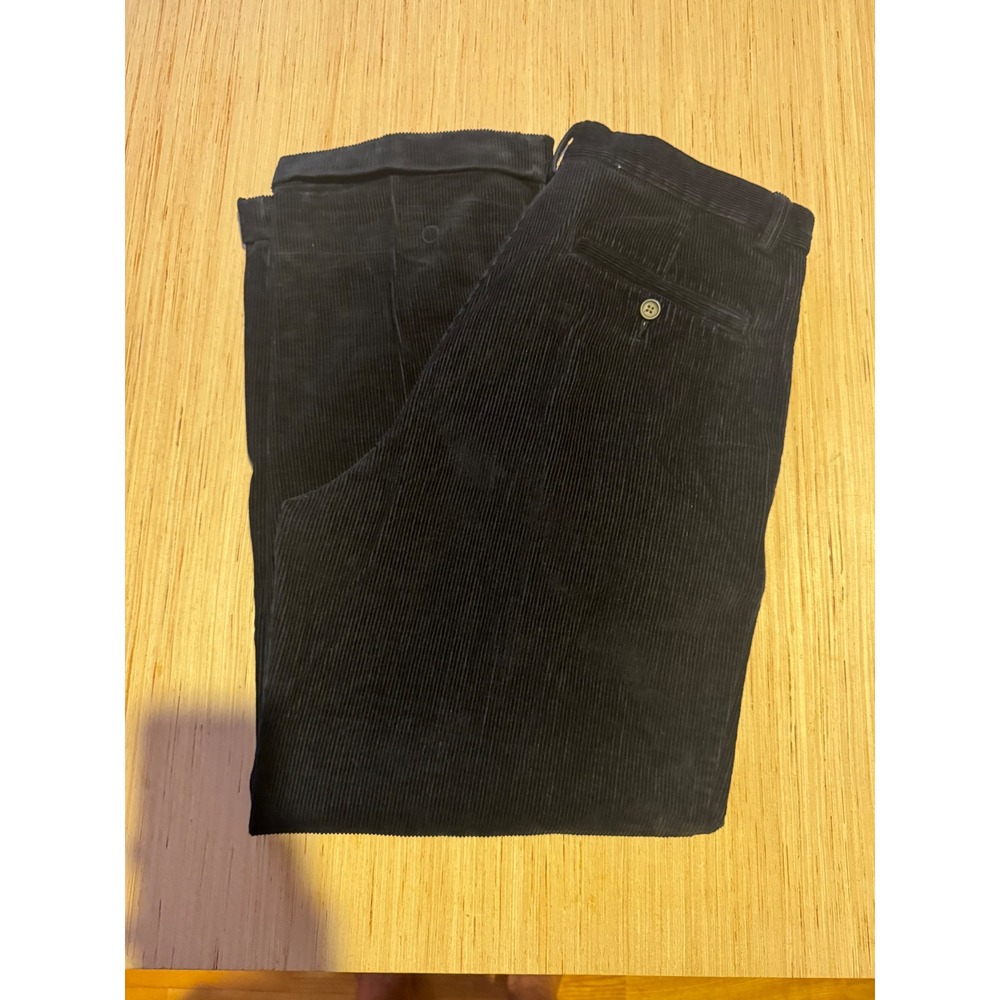 Trader Bay Mens Navy Blue Corduroy Pleated Cuffed Pants 32x29 Cotton Trousers 44
